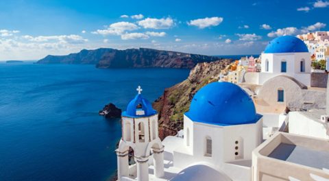 Santorini in Greece is a famous honeymoon destination