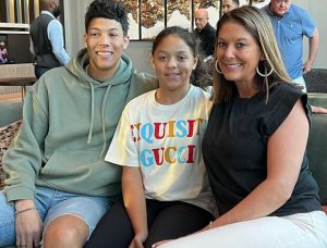 Randi Martin Mahomes with son Patrick Mahomes and daughter Mia Randall